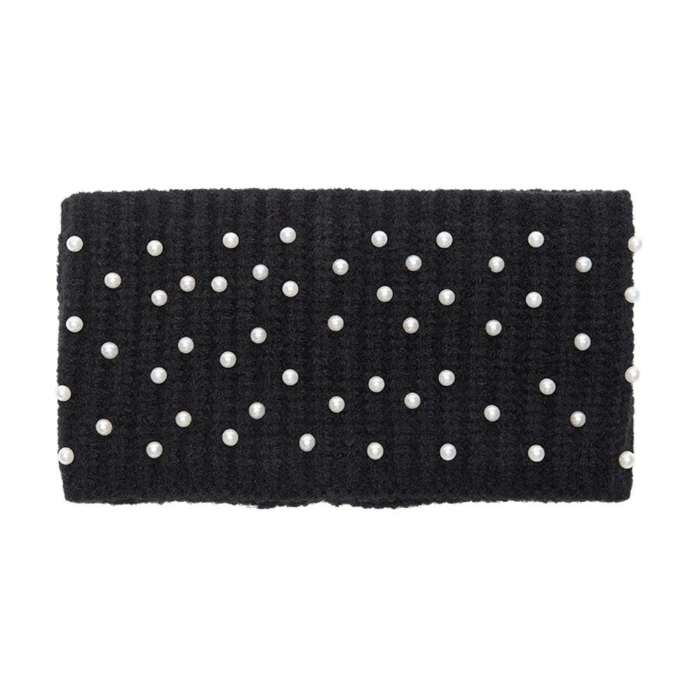 SUMMER & ROSE - Adorable Black Sweater Headband w/ Faux Pearl Accents BNIP!
